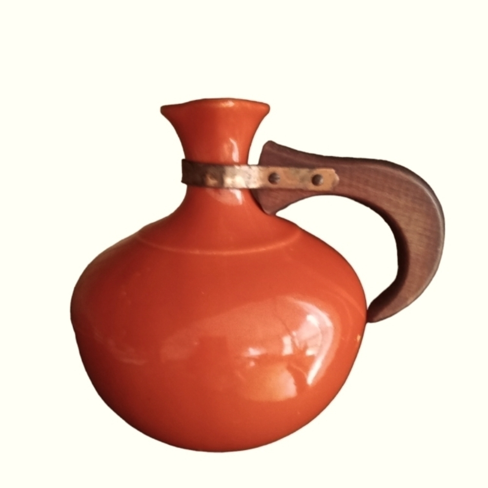 Vintage 1930's Bauer Pottery Burnt Orange Pot Pitcher Mid-Century Modern